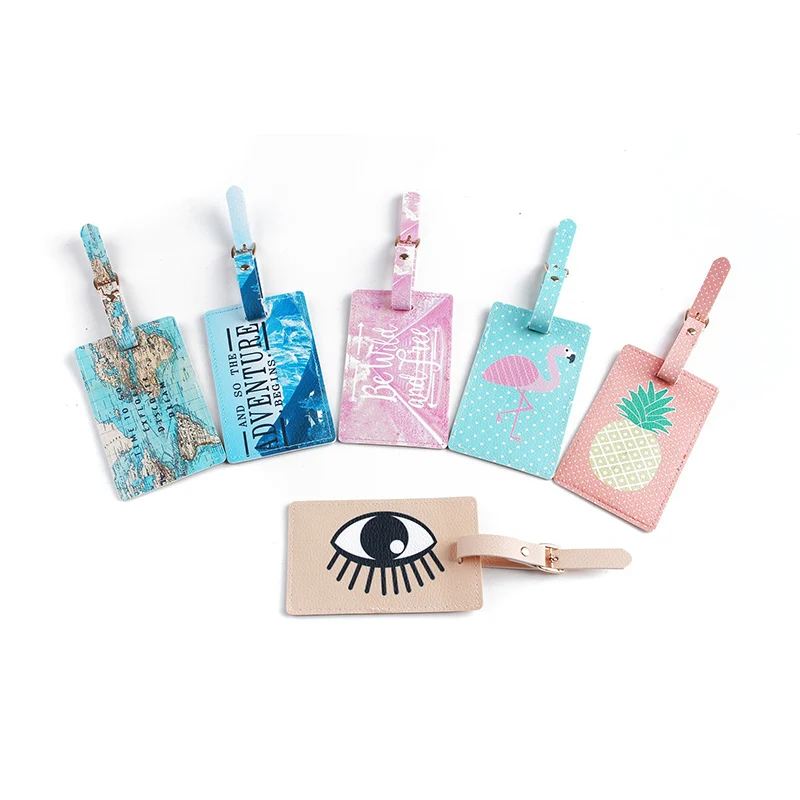 

Luggage Tag Travel Accessories Cartoon Animal Flamingo PU Leather Suitcase ID Address Holder Baggage Boarding Tag Portable Label