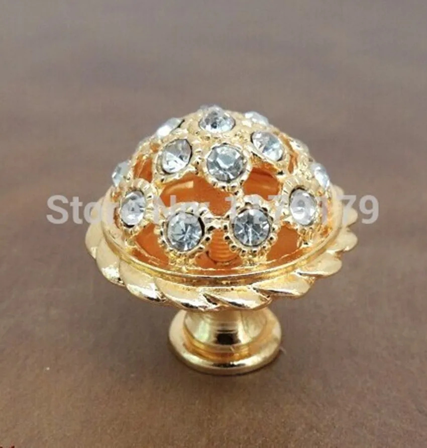 

Fashion deluxe glass diamond knob crystal drawer wine cabinet knob pull 24k golden dresser modern furniture knobs handles pulls