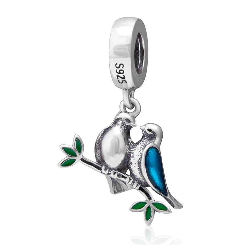 Couple Birds Charm Choruslove любовь очаровательные птицы бусины из стерлингового серебра 925 подходят оригинальные Pandora Подвески юбилей день Святого Валентина DIY браслет Изготовление - Окраска металла: Couple Birds Charm