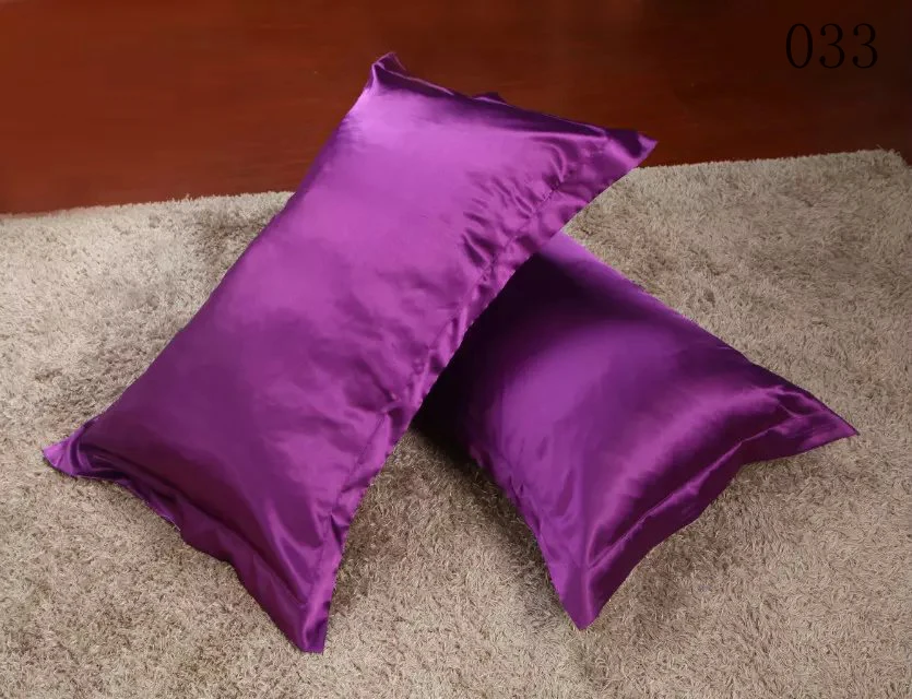 

Solid color purple red pink Silk Satin Pillowcase Single twin size Pillow Cover Multicolor Pillow Case Standard 48*74cm bedding