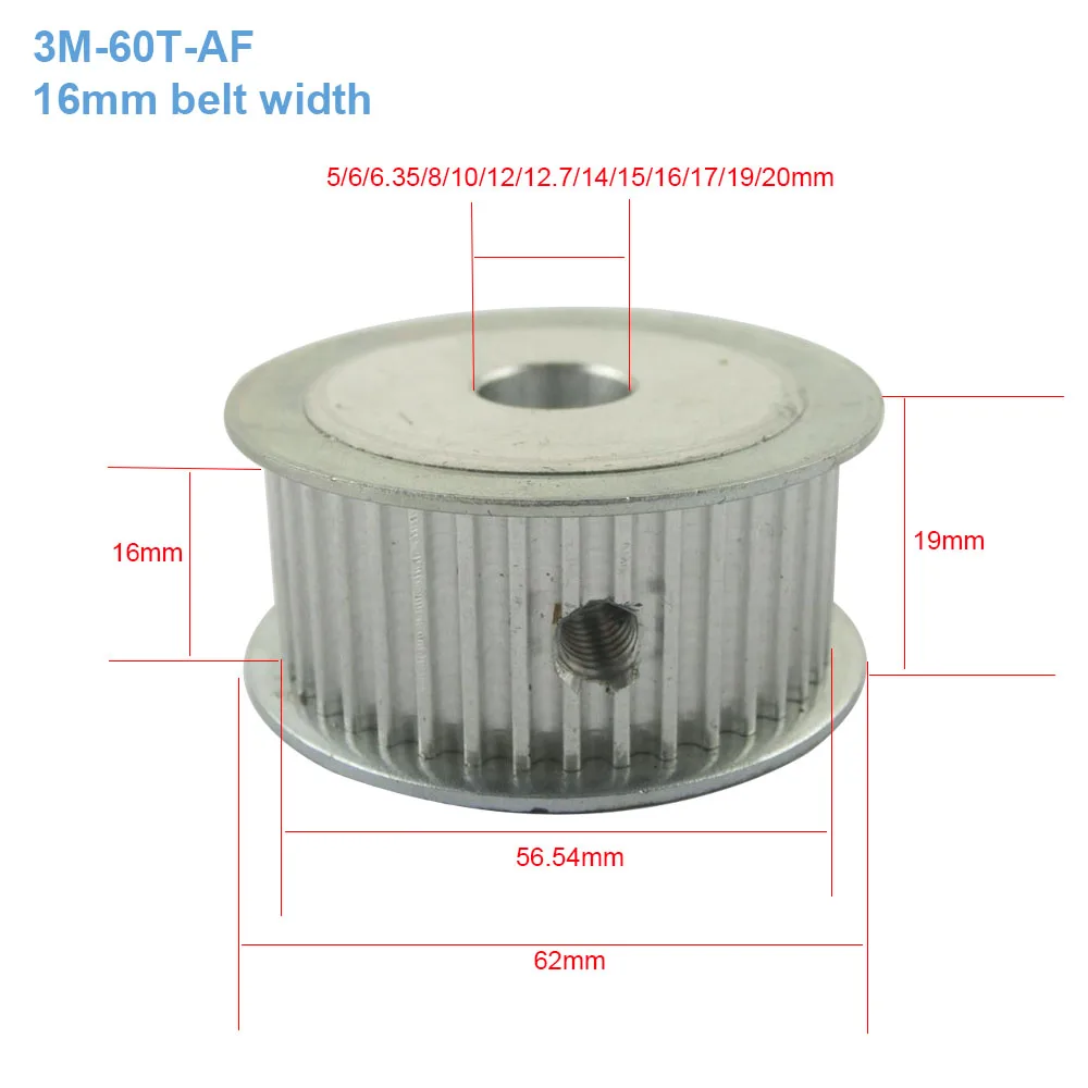 HTD3M ременный шкив 60T 16 мм ремень Ширина 60 Зубы зубчатый шкив колесные ободья 5/6/6,35/8/10/12/12,7/14/15/17/19 мм Диаметр Шестерни шкив