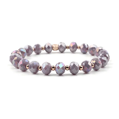 BOJIU Trendy Faceted Crystal Strand Bracelet For Women Cute Pink Purple Gray Black Crystal Bead Bracelet Hot Lady Jewelry BC276 - Окраска металла: Purple Crystal 2