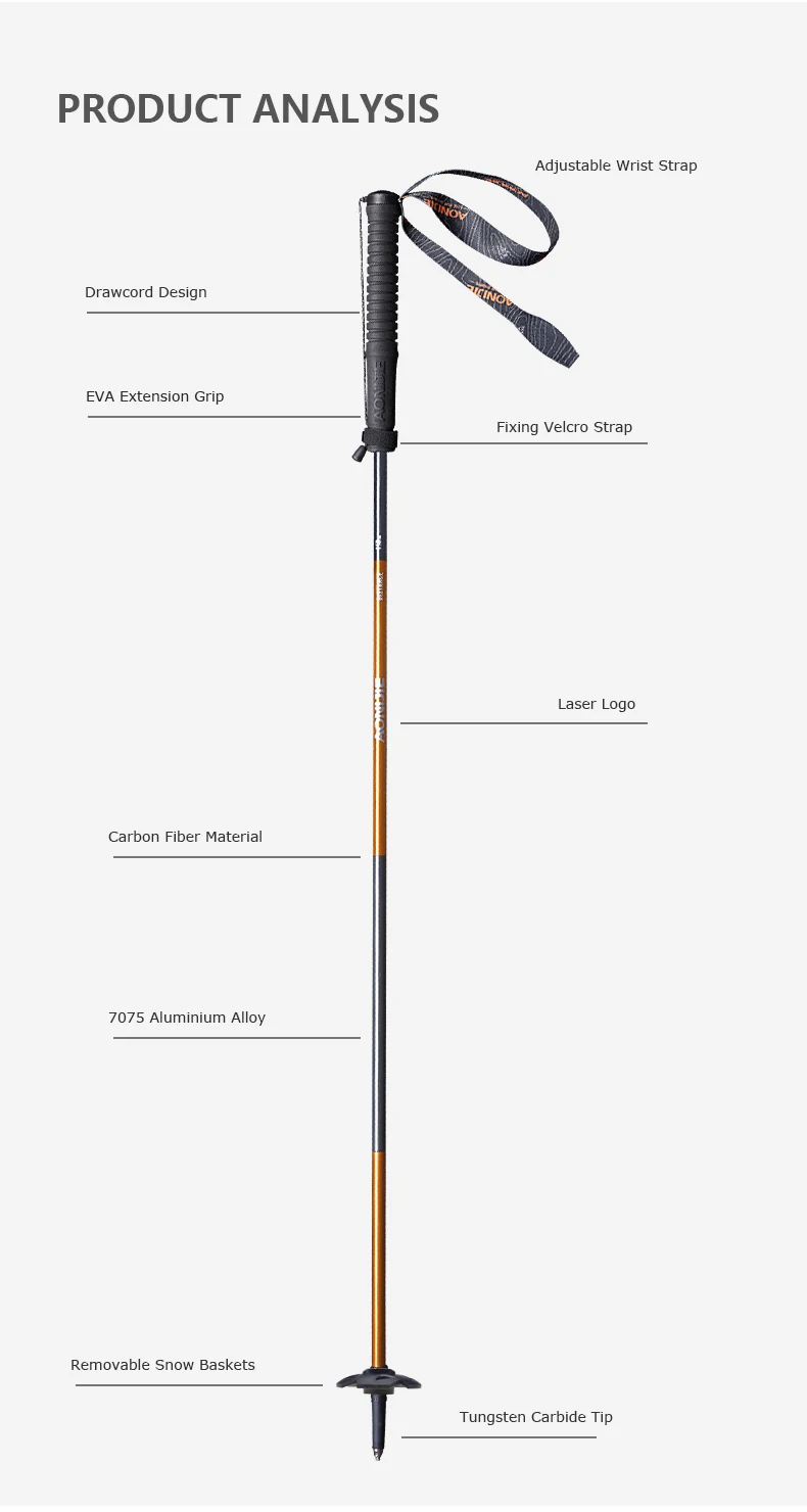 AONIJIE E4102 M-Pole складной Сверхлегкий Быстрый замок треккинговые палки для пешего туризма палка для бега трость из углеродного волокна