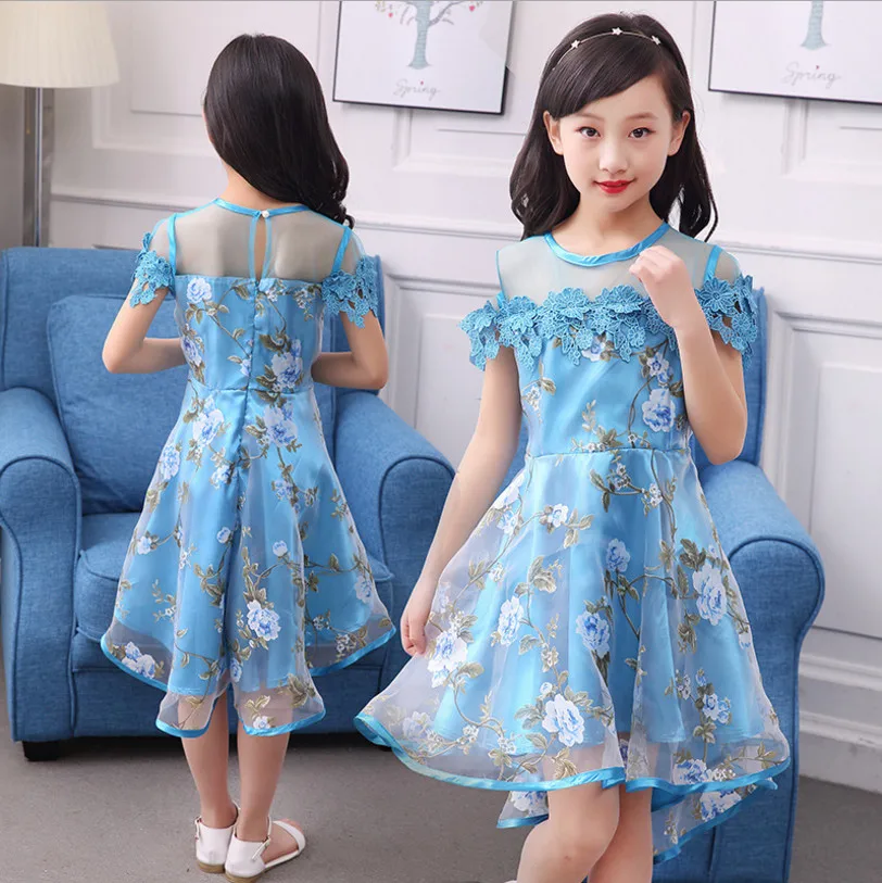 Летнее платье для девочек стекло YarnDress свадебного костюма ласточкиным хвостом