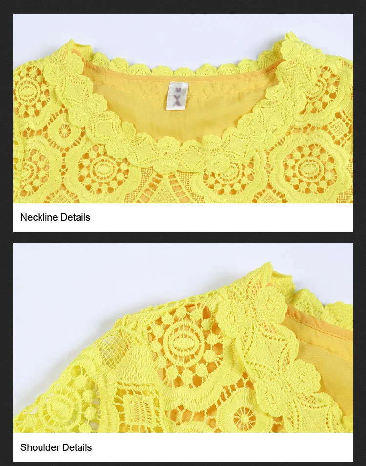 Water Soluble Flowers Lace Top Bohemian Mini Skirt Women Suits (17)