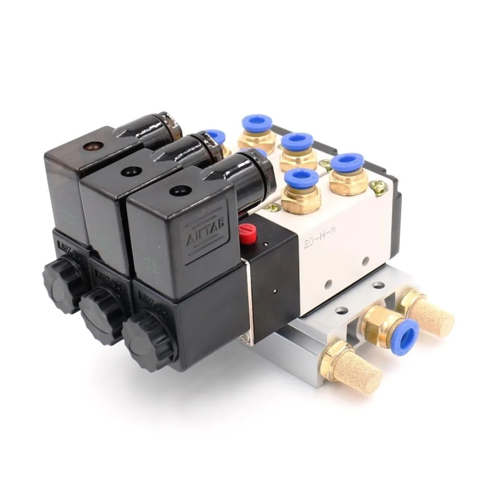 Тройной Соленоидный клапан 4V210-08 DC 24 V 2 положения база глушителя быстро Фитинги набор