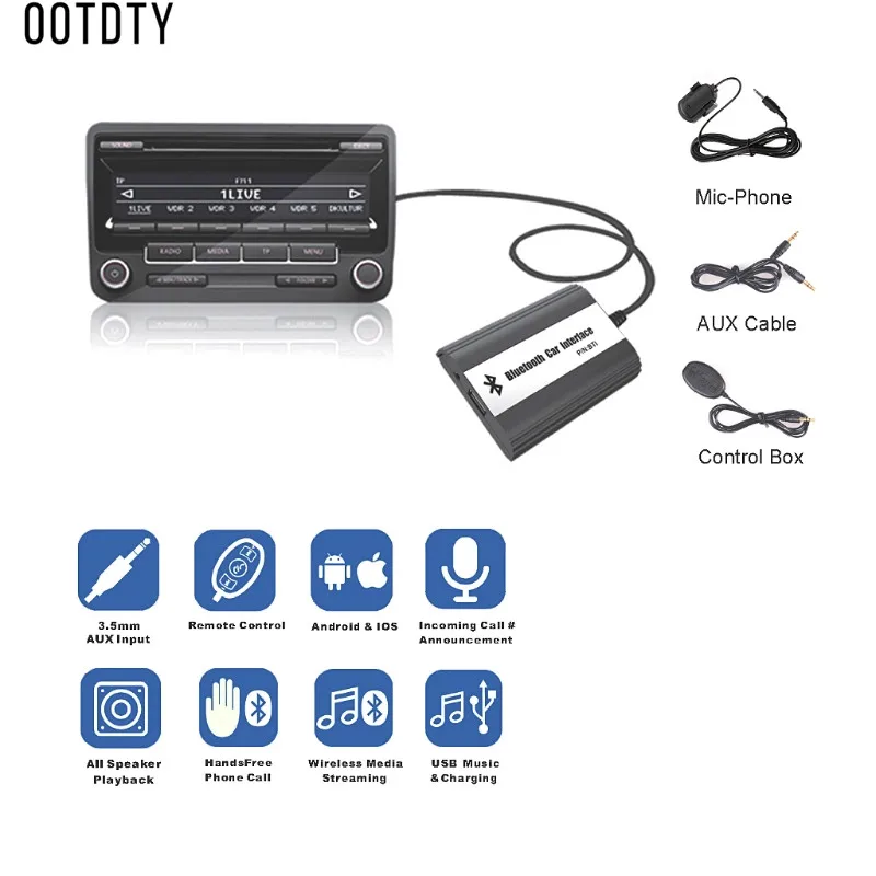 Новые Hands-free Звонки автомобильные Bluetooth комплекты MP3 беспроводной музыкальный AUX адаптер автомобильный аудио 12 Pin интерфейс для RD4 peugeot CITROEN