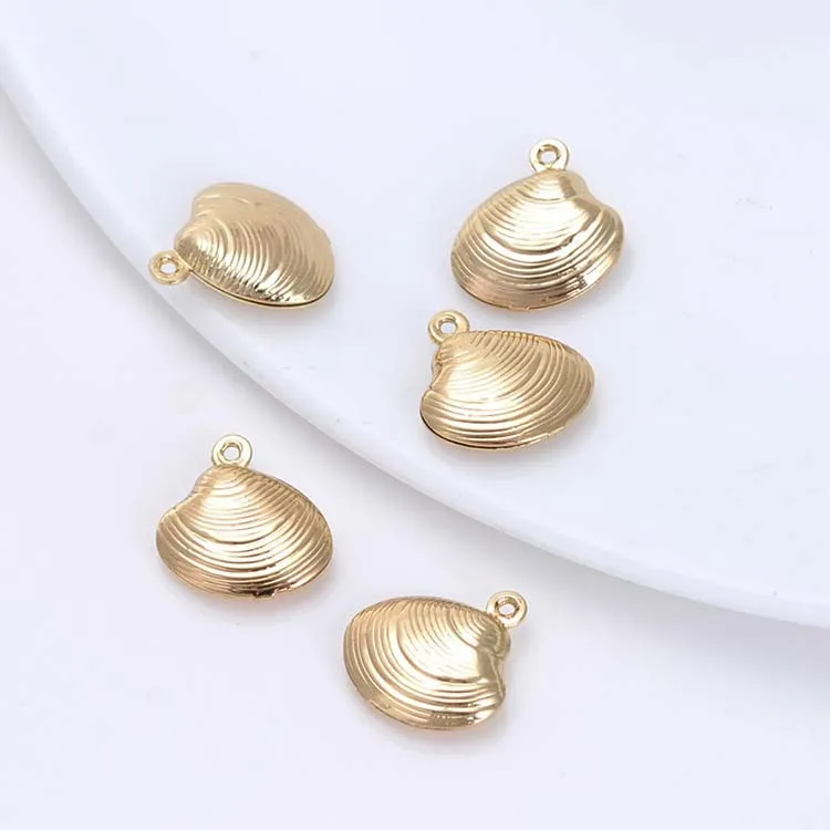 

6PCS 18.5x19MM 24K Champagne Gold Color Plated Brass Shell Charms Pendants High Quality Diy Jewelry Accessories