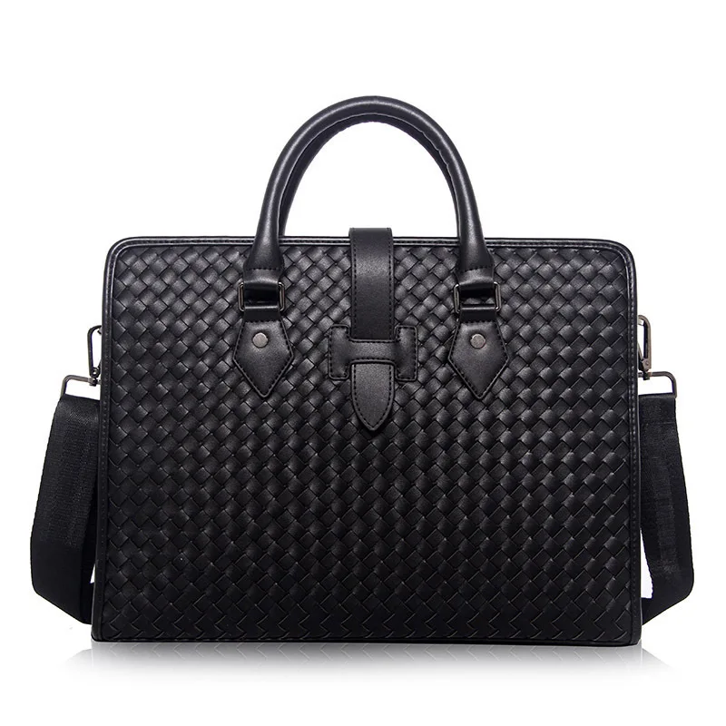 2019 Tablet Briefcase Single shoulder Woven Business Bag Handbag Men Genuine Leather Bag bolso hombre 2019 Tablet Briefcase Single shoulder Woven Business Bag Handbag Men Genuine Leather Bag bolso hombre