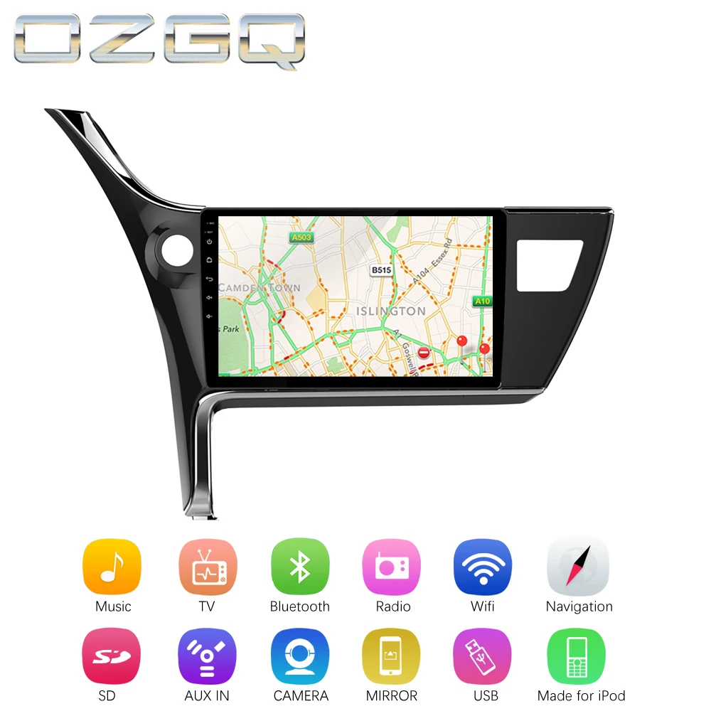Top OZGQ Android 7.1 Car Player For Toyota Corolla 2017 car GPS Auto Navigation with BT Radio TV Audio Video Music 2