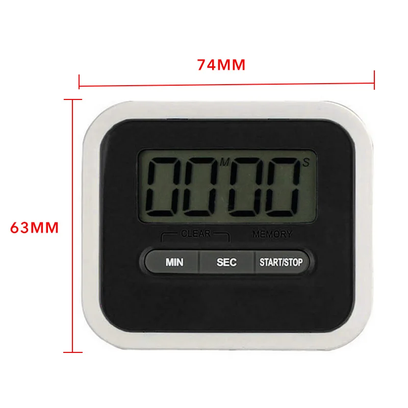 Urijk 1pc LCD Digital Screen Kitchen Timer Kitchen Gadgets Square Cooking Count Up Countdown Loud Alarm Magnet Clock
