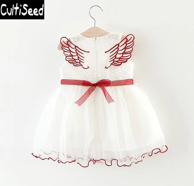 

Baby Girls Angel Wings Dress Clothing Baby Kids Cute Lace Patchwork Mesh Ball Gown Princess Party Dress Floral Girls Dresses