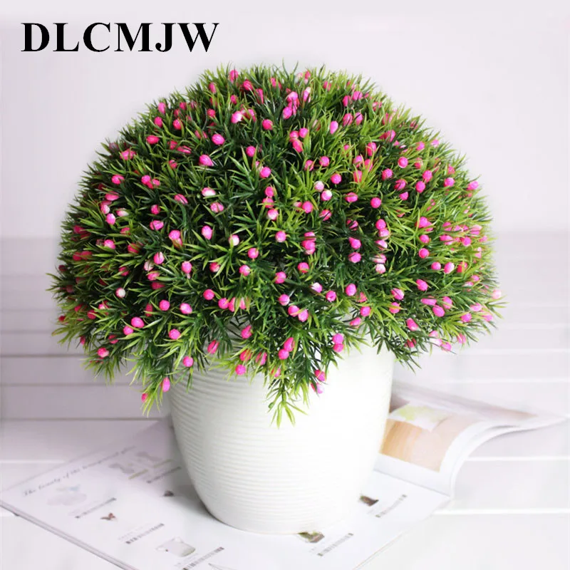 6pcs/lot Artificial plants green grass plastic plant Bonsai Potted fake