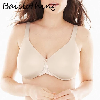 

BAICLOTHING Big Size Womens Full Coverage Non-padded Underwire Lace Embroidery Solid Bra 34 36 38 40 42 C D DD DDD F G