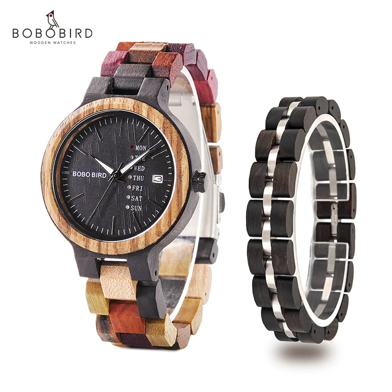 Montre femme BOBO BIRD набор деревянных женских часов и браслета высококачественные