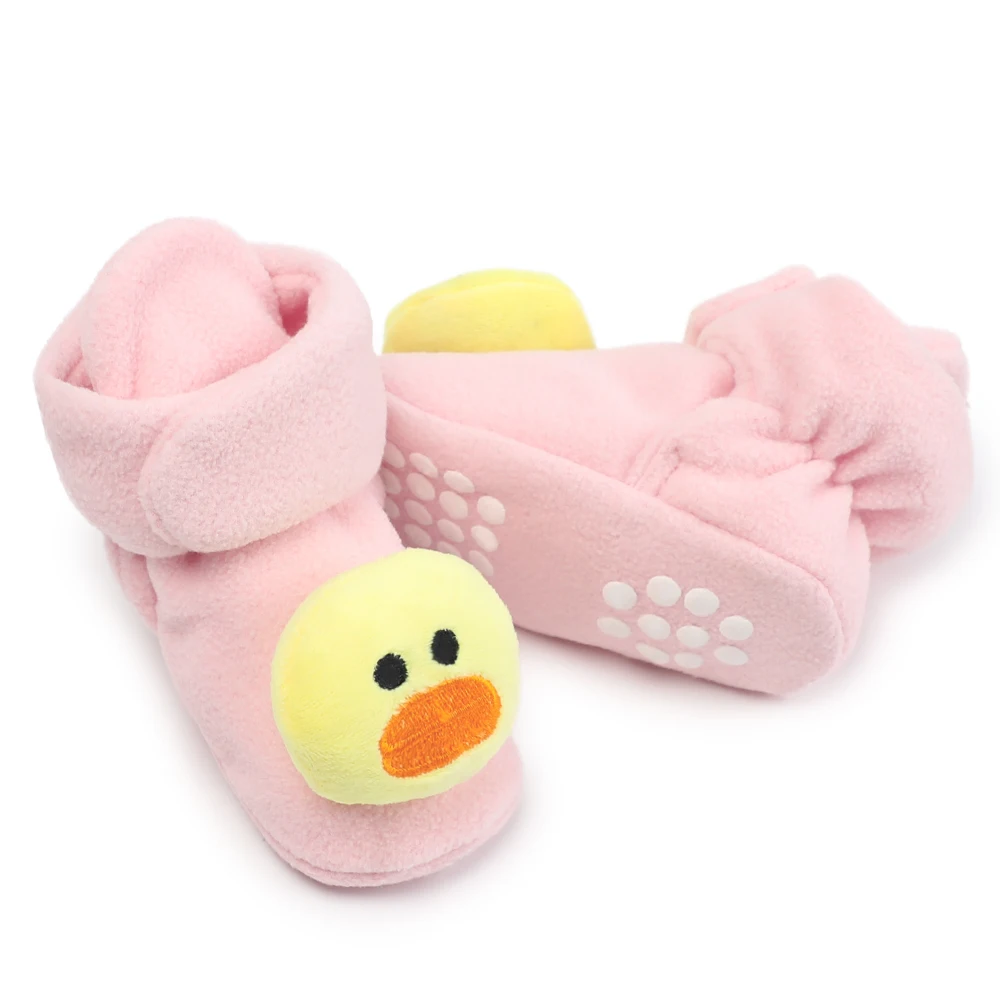 Очаровательные брендовые новые зимние теплые ботинки для новорожденных девочек с рисунком утки, пинетки, обувь для малышей 0-18 месяцев