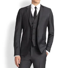 Black Business Party Formal Men Suits 2018 Three Piece Notched Lapel Classic Fit  Wedding Groom Tuxedos (Jacket + Pants + Vest)