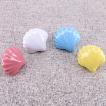 

8pcs Ceramic Drawer Knobs Colorful Shell Shape Cabinet Kitchen Dresser Door Knobs and Pulls Handles