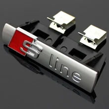 High Quality Metal Sline s line grill emblem with clip silver car badges Sticker For S3 S4 S5 S6 S8 A1 A3 A4 A5 A6 A7 TT RS