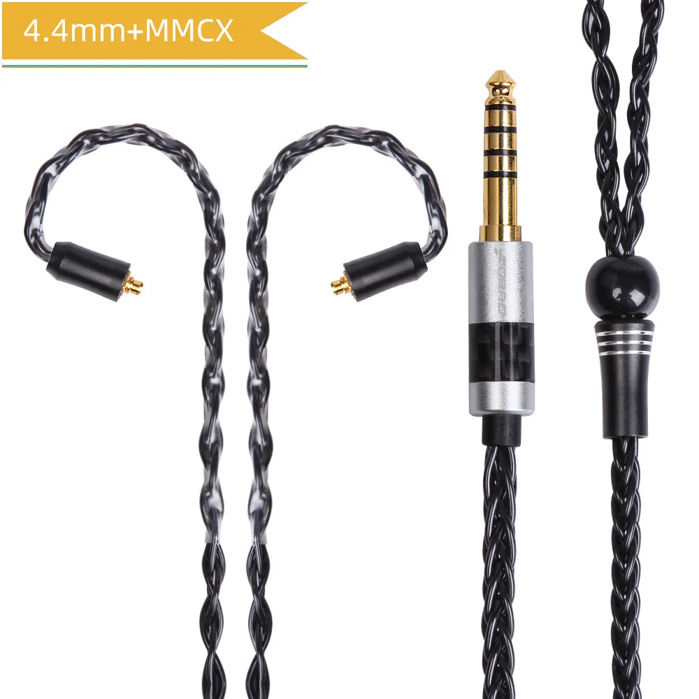 FDBRO MMCX 2Pin A2DC IE80 IM 8core с серебряным покрытием кабель наушников 2,5/3,5/4,4 мм наушники с уравновешенным якорем кабель для SE846 SE535 H2 - Цвет: black 4.4mm MMCX