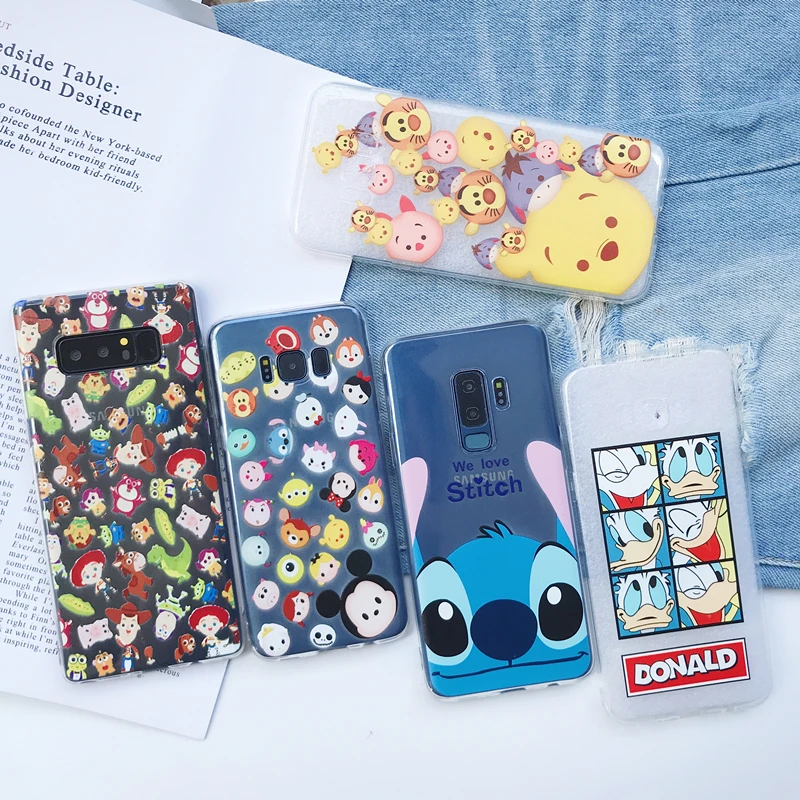 

Cute cartoon stitch Donald Duck Toy Story clear soft case for iphone 6 S 7 8 plus X cover for samsung galaxy S7 edge S8 S9 note8