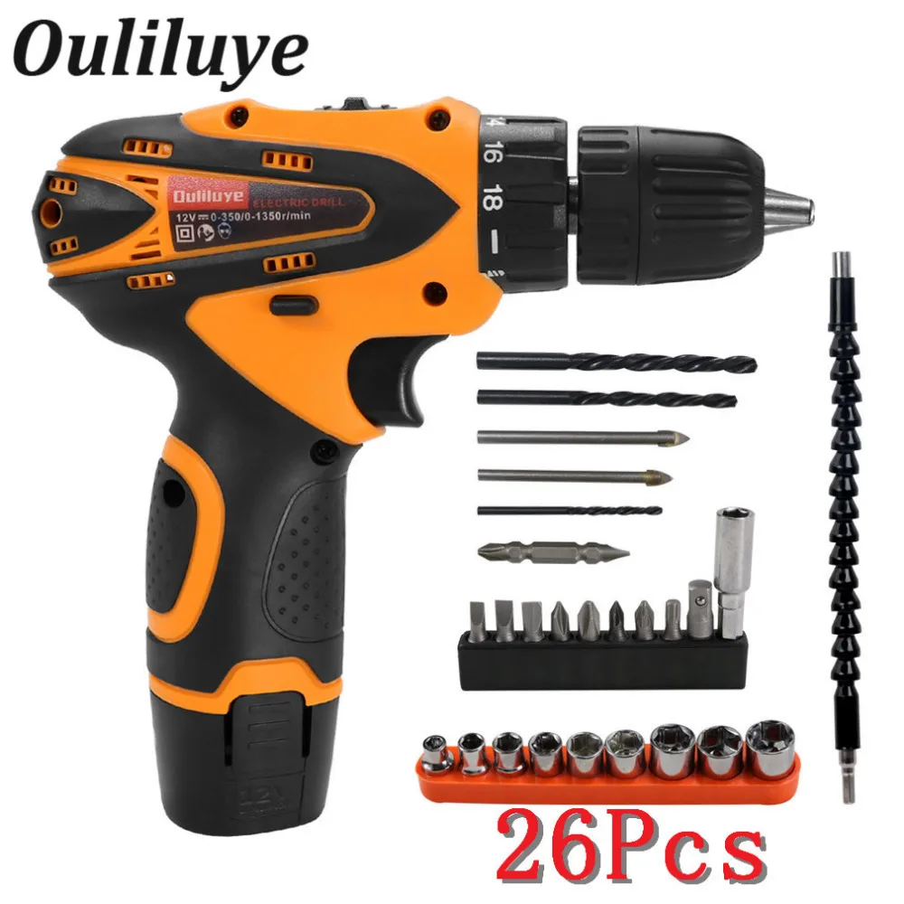 

12V Electric Cordless Wireless Screwdriver Drill Lithium Battery Rechargeable Multi-function Household Electric Drill Power Tool
