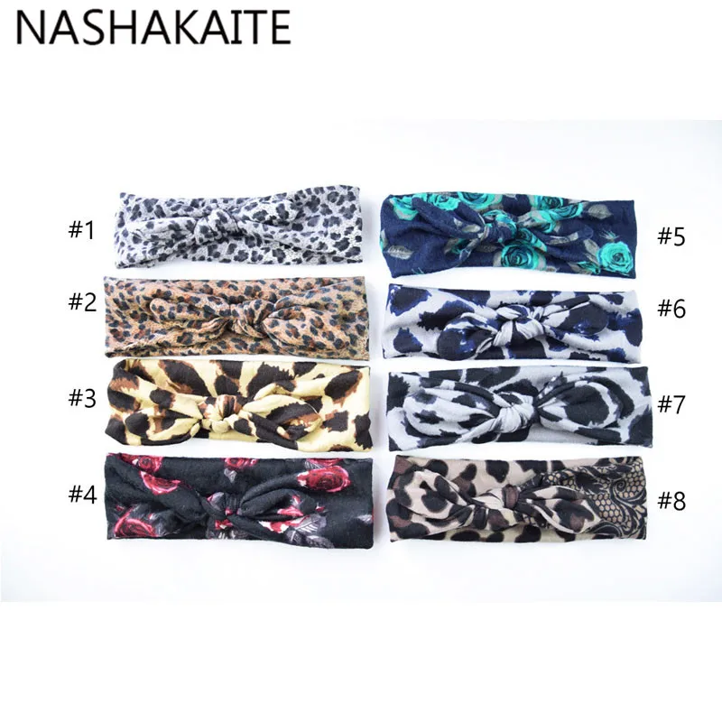 

NASHAKAITE mom daughter elasticity headband 2019 Leopard Dots Printed Flexible Hairdbands Mommy and me hair accessories