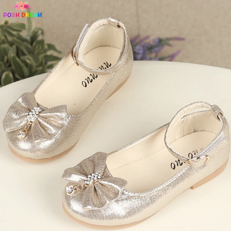

Gold Pink Kids Shoes for Girls Rhinestone Pearls Children Casual Flat Shoes Spring Autumn Fashion Girl Princess Shoes Lovely C