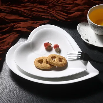 

8inch/10inch heart ceramic plate breakfast dinner plate snack tray bone china food dishes