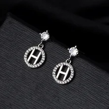 S925 серебряные серьги, серьги с буквами, украшения и аксессуары, модные украшения, серьги, серьги стержня