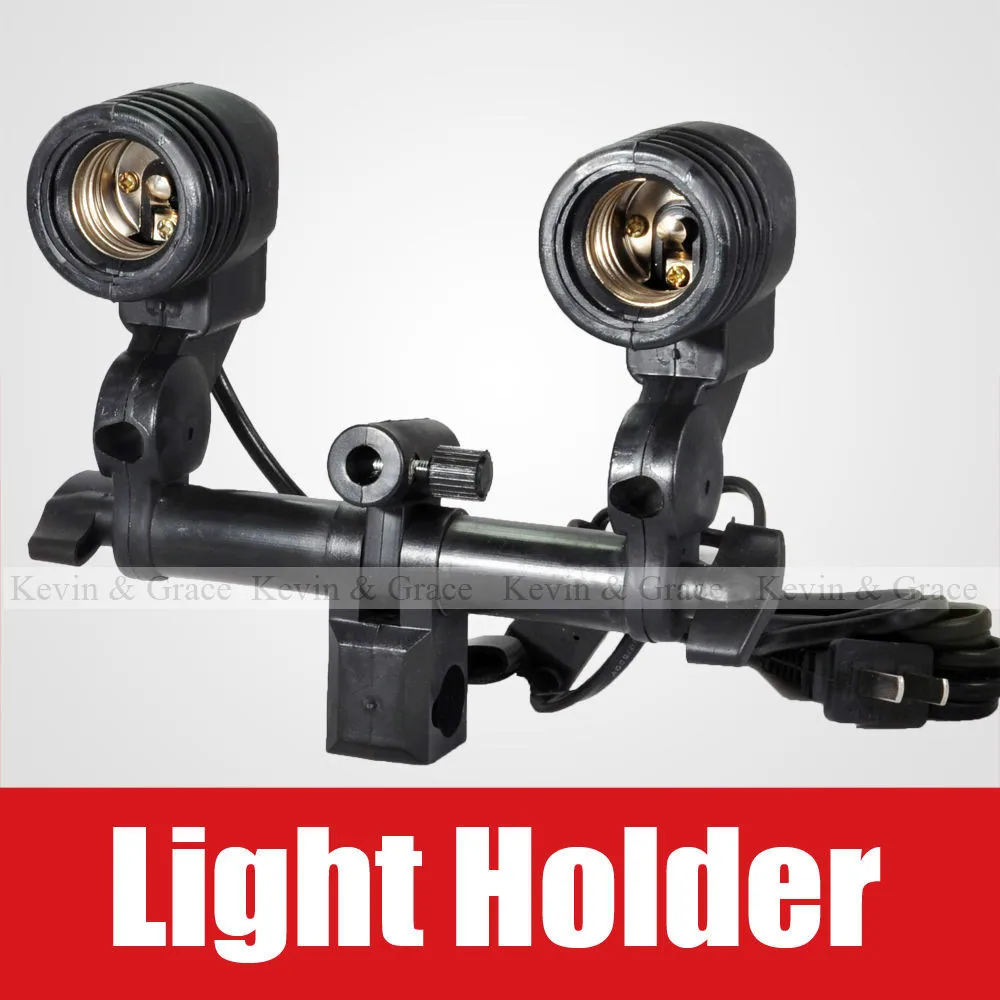 Double Twin Flash Lamp Holder Bracket Umbrella Light Stand Studio E27