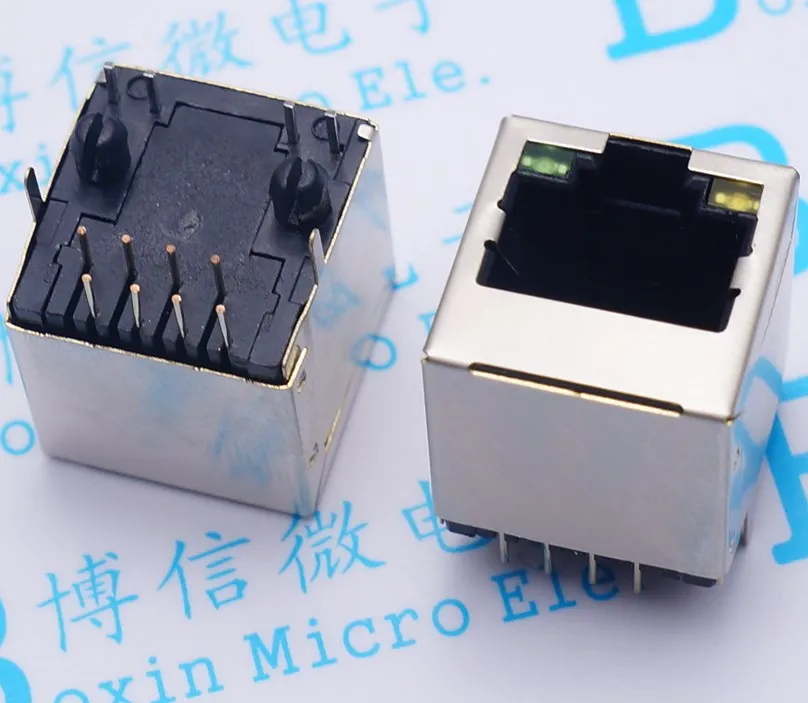 

50PCS/Lot copper 5224 RJ45 socket with lamp network socket 8p8c DIP shielding socket