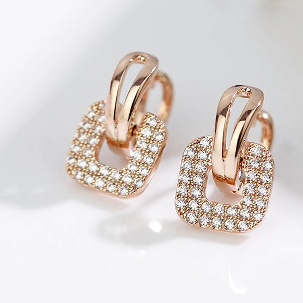 

2017 Crystal Silver Gold Color Full Rhinestone Square Stud Earrings For Women Temperament Statement Jewelry Piercing Earring