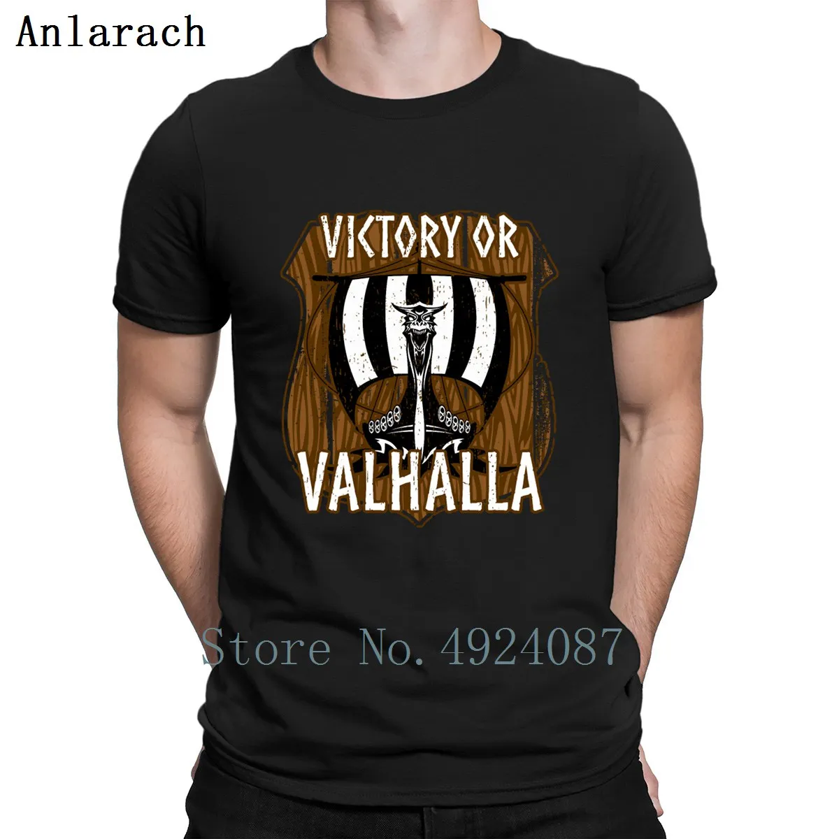 

Viking Shield Dragonboat Victory Or Valhalla T Shirt Customized High Quality Tee Shirt Spring Autumn Normal Short Sleeve Homme