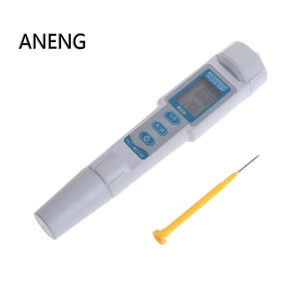 

ANENG 3in1 Professional Digital Pen Type pH/EC/TEMP Meter Water Quality Monitor Tester