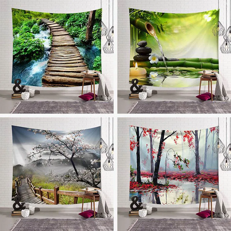 

Plant Maple Tapestries Lavender Forest Wall Hanging Stone 3D Room Decor Mountain Rattan Bedspreads Leaves Creek Large Woven 2018