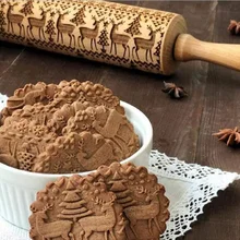 WINSTBROK Рождество тиснение скалкой древесины помадка ролик выпечки печенья печенье, фондан, пирог тесто деревянные скалки