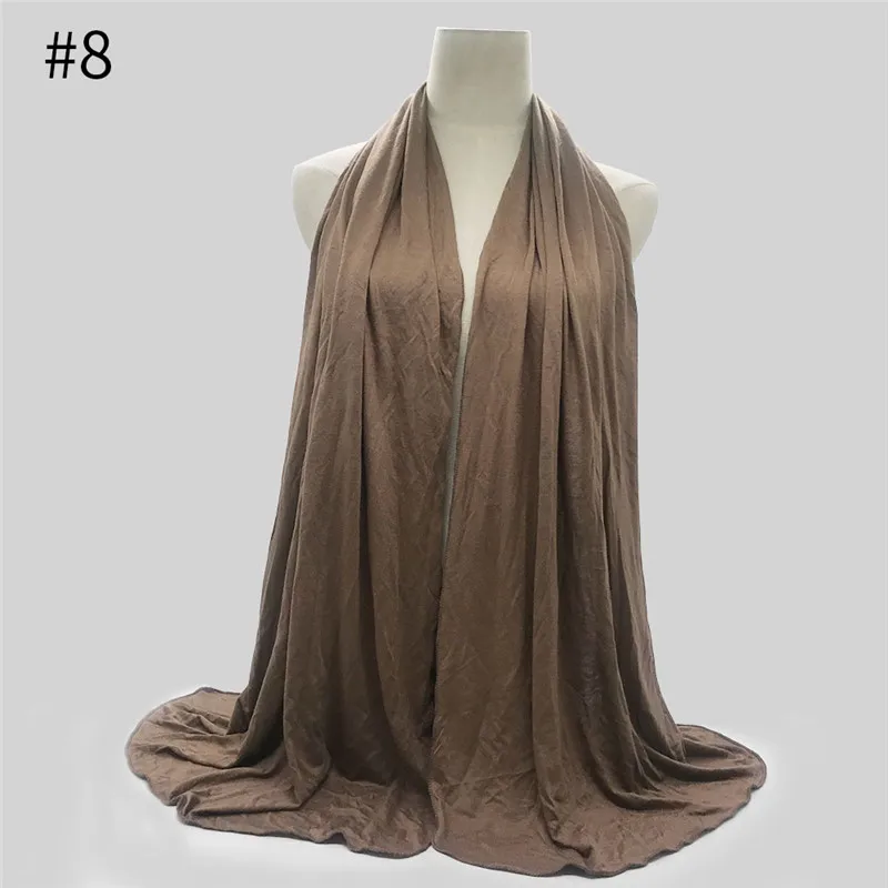 Simples jérsei algodão hijab cachecol elástico feminino