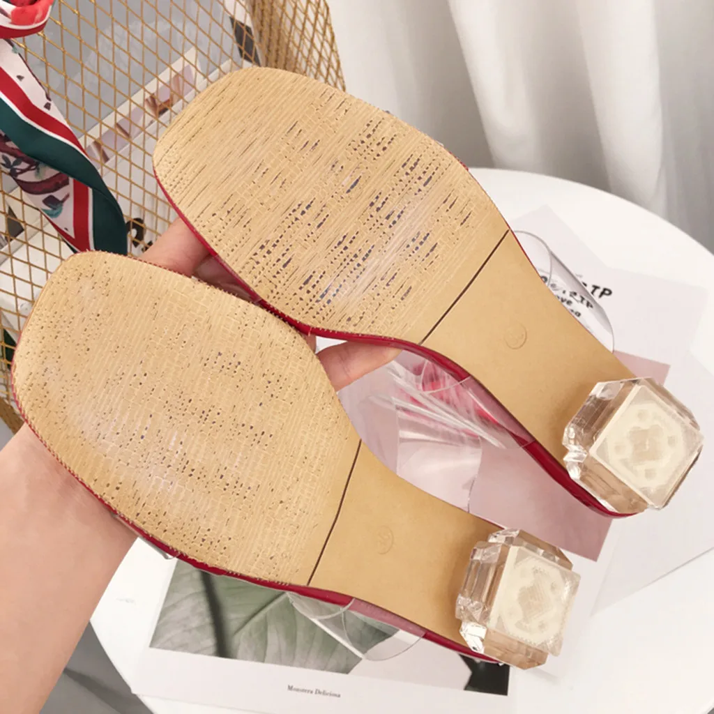SAGACE/Новинка; модные женские туфли высокого качества из ПВХ с прозрачными кристаллами; Летние босоножки с квадратным носком; Zapatos de mujer; Прямая поставка; May29