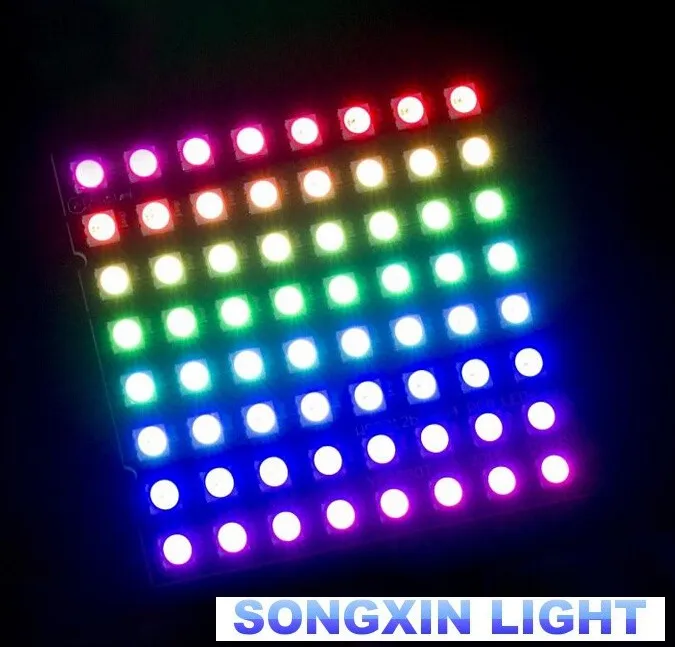 WS2812 светодиодный 5050 RGB 8x8 СВЕТОДИОДНЫЙ матричный модуль для Arduino Фирменная Новинка WS2812B 8*8 64-разрядные полные Цвет 5050 RGB светодиодный светильник Панель светильник для Arduino