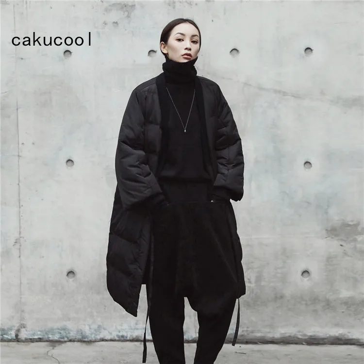 Новая зимняя куртка Cakucool Женская парка японское кимоно дизайнерские черные