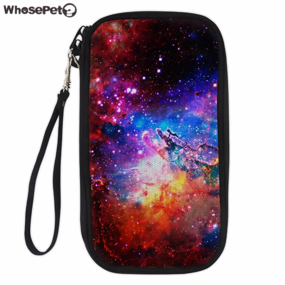 

WHOSEPET Men Passport Cover Galaxy Space Star Print Travel Organizer Credit Card Holder Cover for Document Durable Pouch Bag New