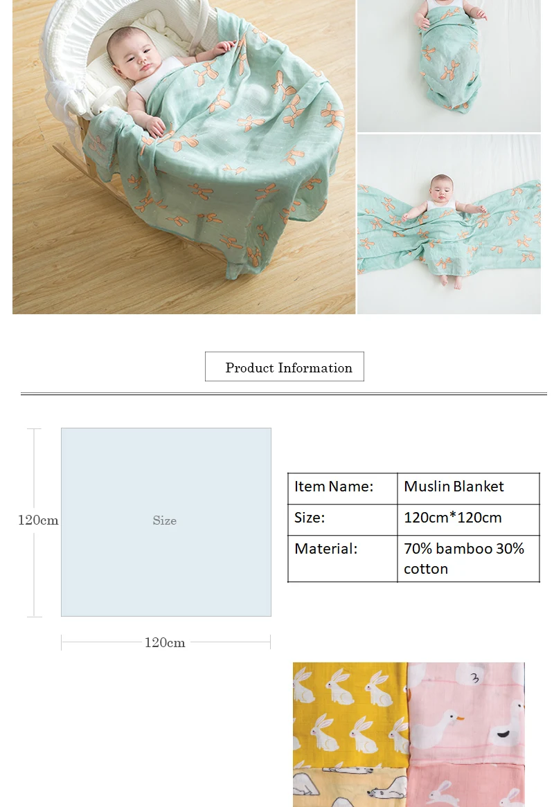 Muslinlife bebê swaddle envoltório cobertor de algodão