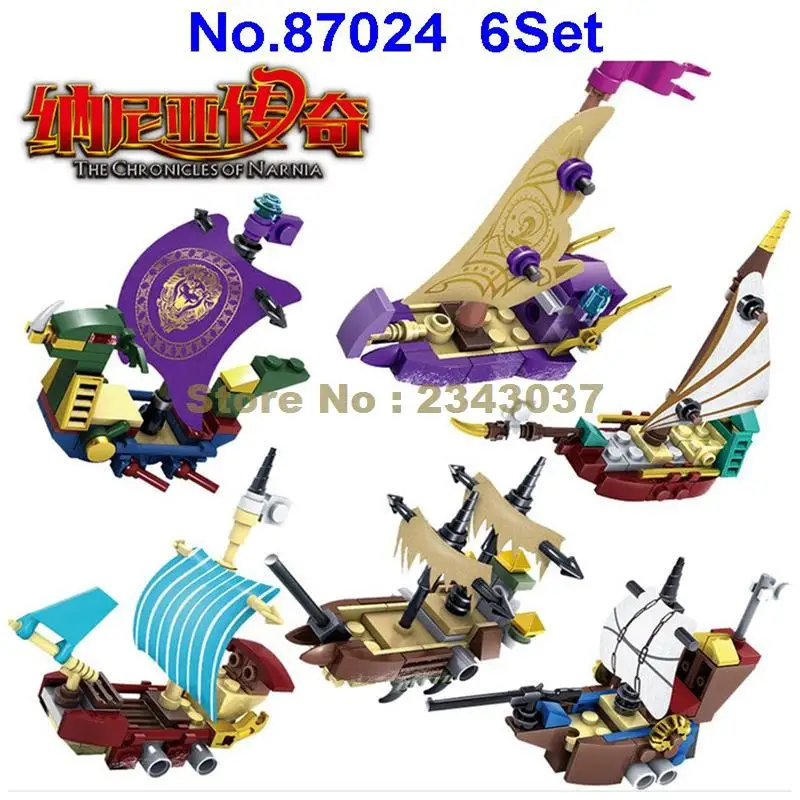 

87024 6pcs/lot chronicle of narnia pirates bounty ship boat building block 6 figures Toy