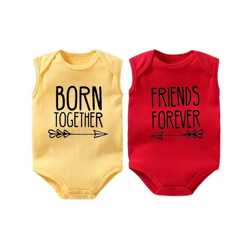 Черный Culbutomind Born Together Friend Forever детский жилет без рукавов для близнецов Боди унисекс для подарка - Цвет: Черный