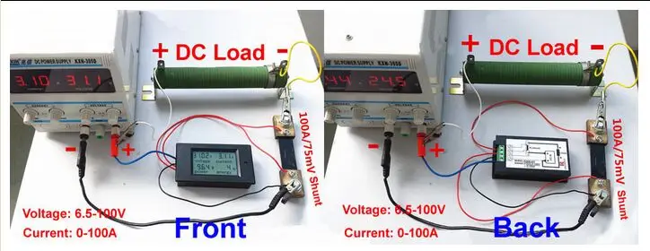 DC 6,5-100 v 100A lcd комбинированный измеритель напряжения тока кВт-ч ватт панель 12v 24v 48v контроль заряда батареи+ 100A шунт