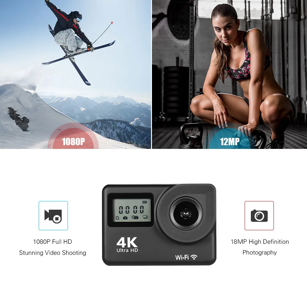 Andoer 4K со сверхвысоким разрешением Ultra HD WiFi экшн камера для занятий спортом Камера