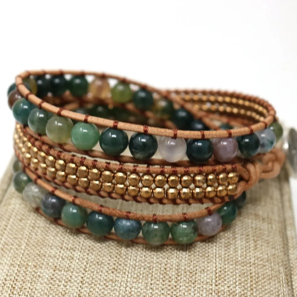 Ручной регулировкой Boho Этническая многослойная Обёрточная бумага кожаный