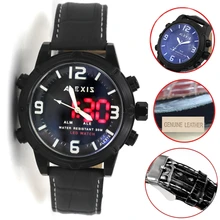 Бренд Alexis сигнальная подсветка водостойкость двойные времени аналоговые цифровые часы мужские s часы montre homme horloge mannen