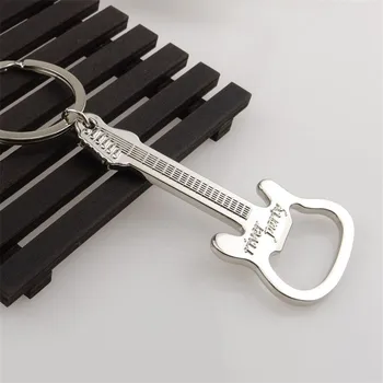 

100pcs/lot Hot Sale Gift Zinc Alloy Beer Guitar Bottle Opener Bottle Opener Keychain Keyring Key Chain